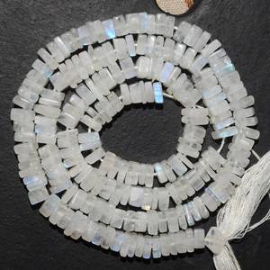 หินจันทราสีรุ้งธรรมชาติลูกปัดพลอยสี่เหลี่ยม Heishi ขนาด188 5มม. + ชิ้น114กะรัตความยาว16นิ้ว - Product Image 2