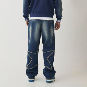OEM/ODM Precio asequible Estilo Hip Hop Baggy Vintage Washed Denim Pantalones Loose Fit Straight Leg Streetwear Pantalón ligero - Product Image 2