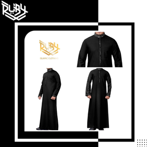 Robe musulmane traditionnelle XXL pour hommes Vêtements décontractés respirants en tissu uni de style arabe nouvellement conçus pour l'exportation - Product Image 3