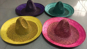 Traditional Mexican <b>Straw</b> <b>Hat</b> with Colorful Band, Sun Protection <b>for</b> <b>Summer</b>, Beach, Party, and Western Cowboy Style - Product Image 2
