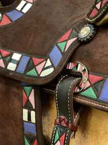 อานม้าแข่งม้าหนังแท้แบบพกพาดีไซน์แอซเท็กแบบอังกฤษทนทานแข่งแบบตะวันตก - Product Image 2