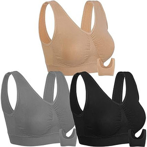 Sujetador de Yoga deportivo de secado rápido de 100% algodón transpirable sin costuras sólido brillante de alta calidad para mujeres con diseño de realce con aros - Product Image 1