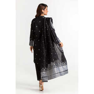 ชุดสูทผ้าซาตินสีดำปักลายแจ็คการ์ดสำหรับผู้หญิง พร้อมตกแต่งกระดุม - Product Image 5