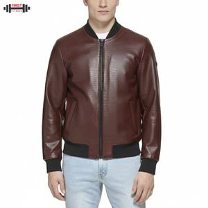 Veste en cuir tendance personnalisée pour homme, en cuir de vache véritable, col montant, fermeture éclair, matelassée, tendance, vêtement d'extérieur d'hiver, imperméable, respirant - Product Image 1