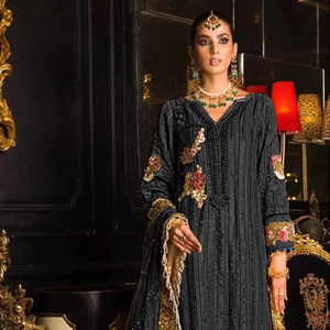 Nuevo traje paquistaní Georgette bordado pesado para mujer con fondo Nazarene Duppata Santos con interior - Product Image 1