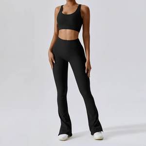 Etiqueta privada suave sin costuras 5 piezas Yoga Fitness Set elástico sin costuras acanalado Yoga Gym Set Fitness mujeres 2023 - Product Image 2