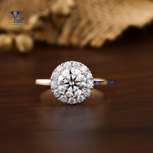 1,80 TDW Anillo de diamante de corte brillante redondo 18K Oro Rosa Ajuste de patrón de Halo Cvd/Hpht Diamond Lab Stone - Product Image 1