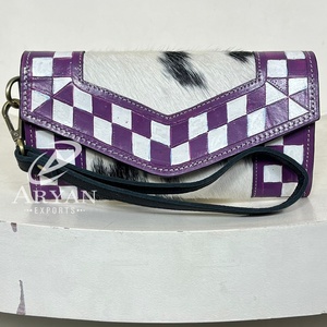 2025กระเป๋าสตางค์หนังลายตารางหมากรุกสำหรับผู้หญิง, สไตล์ใหม่กระเป๋าถือหนังวัวอเนกประสงค์ความจุมาก - Product Image 1