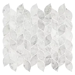 คาร์ราร่าไวท์12นิ้ว X 13นิ้วพื้นหินอ่อน honed และกระเบื้องผนังแคลเซียมธรรมชาติสำหรับห้องน้ำวิลล่าห้องนั่งเล่น - Product Image 1