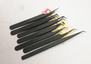 แหนบต่อขนตาแบบเคลือบสีดำด้านแหนบสำหรับต่อขนตาทำจากเส้นใยแหนบติดโลโก้ตามสั่ง - Product Image 5