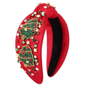 Christmas Hairband With Seed Beads Embroidery Handmade Elegant Christmas Seed Beaded Embroidery <b>Headband</b> For <b>Women</b> - Product Image 2