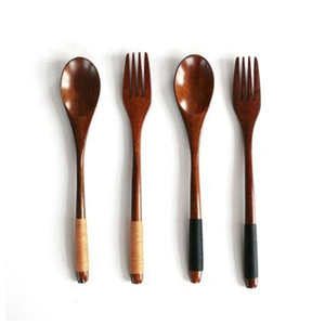 Cuillère Fourchette Couteau Couverts Ensemble de 3 Vaisselle en bois Ustensiles de cuisine Couverts de mariage à prix attractif Bois de manguier - Product Image 3