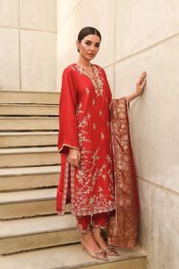 ROBE INDIENNE/PAKISTANE BRODERIE SUR KURTA LOURDE, DUPATTA ET PANTALON AVEC PERLES DE VERRE EN CRISTAL, PIERRE, DABKA WORK FOR PARTY-WEAR @ 2024 - Product Image 2