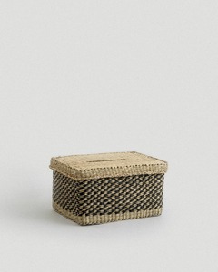 Boîte rectangulaire en jonc de mer noir et blanc, boîte de rangement artisanale, écologique, décoration naturelle pour la maison et la maison, vente en gros du Vietnam - Product Image 2