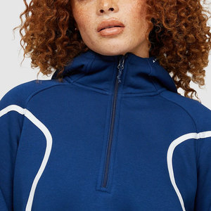 Traje de jogging de algodón de gama alta para mujer Top Trendy New Quarter Zipper Regular Fit Chándal - Product Image 4