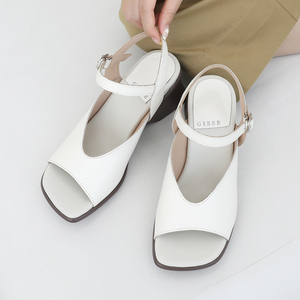 [JSHOE] Sandalias de plataforma de piel de vaca genuina hechas a mano para mujer, zapatos de cuña cómodos de verano con correa de hebilla de tacón de 6cm - Product Image 5