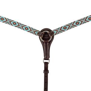 Conjunto de arreos para caballo estilo western, pechera de cuero vacuno con diseño tallado a mano y patrón de cuentas de girasol - Product Image 2