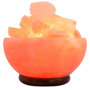 Decorative Bowl Handmade Warm Glow Table Home Decor Fire Bowl Himalayan Salt <b>Lamp</b> Natural Pink Himalayan Salt Crystal - Product Image 1