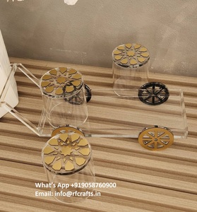 Luxury Set of 3 Acrylic Jar With golden acrylic lid Tray and Acrylic Full Cover Dry Fruits <b>Box</b> by RF Crafts - Product Image 3