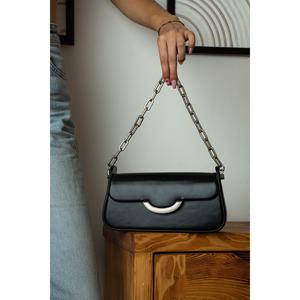 Borsa a tracolla nera in pelle importata Nora