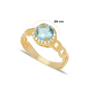 Gourmet diseño redondo Paraiba verde de piedra de Zircon anillo turco hecho a mano de la joyería de la plata esterlina 925 al por mayor - Product Image 2