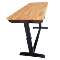 Bureau de travail réglable en hauteur, moderne, avec plateau en bois, robuste, avec cadre en métal, de haute qualité