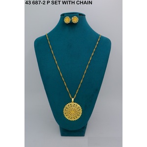 Gold Plated Designer Dubai Jewelry Pendant Chain African <b>Bridal</b> Necklace for Women Wedding Jewelry Pendant set - Product Image 3