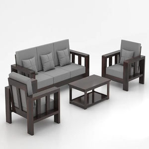 ชุดโซฟา5ที่นั่งทำจากไม้อะคาเซียไม้เนื้อแข็งโรสวูดเลานจ์สำหรับบ้านออฟฟิศและโรงแรม G-Walnut 5ที่นั่ง - Product Image 1