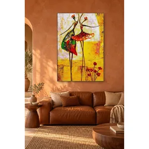 Impression sur toile de ballerines Fida en jupes rouges sur fond jaune - Product Image 2