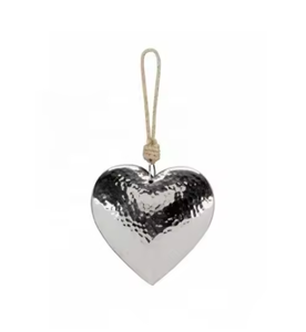 High Quality Customized Design Heart-Shaped <b>Hammered</b> Work Christmas Hanging Ornaments Handmade Silver Finish Hot Selling - Product Image 1