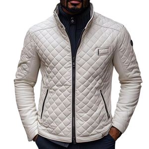 Chaqueta Acolchada de Cuero de Oveja Genuino Personalizada de Alta Calidad para Hombre - Product Image 1