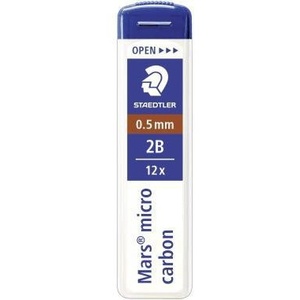 Feinmine STAEDTLER Mars Micro Carbon 250 0,5mm 2B Minas de lápiz negras, paquete de 12 - Product Image 1