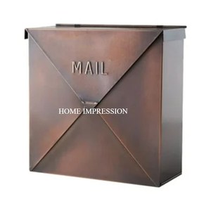 Wholesale Letter Box Outdoor Post Box Wall Mount <strong>Mailbox</strong> Metal Modern Style Letter Storage Box Forged Design <strong>Brass</strong> Antique Shade