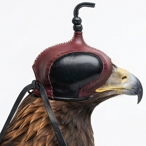 Custom Designs Soft Leather Falconry Hood Red Black Durable Portable <b>Foldable</b> Hunting Equipment Birds One Size Outdoor Use - Product Image 4