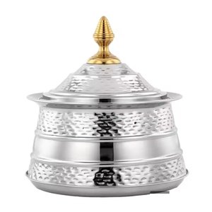 Premium Metal Serving Hotpot <b>With</b> Mother of Pearl Wood Dome Tabletop Luxury Dinnerware Food Warmer Server <b>Casseroles</b> - Product Image 4