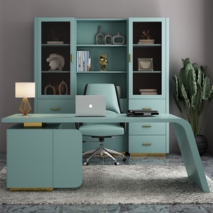 Modern Simple Executive Director Office <b>Desk</b> L Shape Green Wood Furniture Manager Workstation Computer <b>Table</b> FAST SALE - Product Image 4