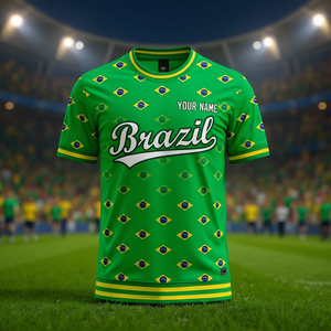 Conjunto de Camiseta de Fútbol Unisex para la Copa Mundial de Fútbol Brasil 2027, Diseño con la Bandera, para Aficionados al Fútbol, Regalo para el Día del Partido en Varios Colores - Product Image 3