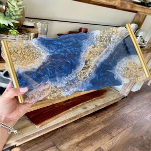 Resin Vanity Tray Elegant <b>Wood</b> Jewellery Tabletop Eco-Friendly Home Decorative Jewelry Tray Customizable Luxury for Beverages - Product Image 2