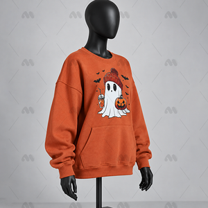 Sudaderas de Felpa Casuales Transpirables con Estampado de Fantasma y Calabaza para Mujer, Tallas Grandes, Manga Larga, Cuello Redondo, Venta al por Mayor - Product Image 2