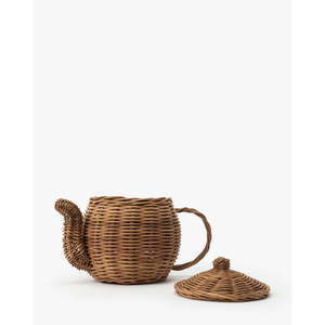 ชุดน้ำชาหวายสาน7ชิ้นของเล่นเฟอร์นิเจอร์สำหรับเด็กผู้หญิงเล่นสมมติประกอบด้วยกระดาษไม้พลาสติกและวัสดุพีซี - Product Image 2