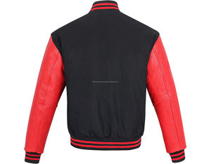 เสื้อแจ็คเก็ตวาร์ซิตี้แบบกำหนดเองขายส่งสำหรับผู้ชาย แจ็คเก็ตเบสบอลแขนหนังขนสัตว์ ผู้ผลิตเสื้อแจ็คเก็ตผู้ชาย - Product Image 4