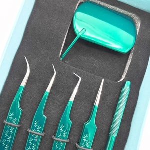 แหนบสแตนเลสสีเขียวสำหรับต่อขนตาอุปกรณ์เสริมความงามพร้อมปลายแหลมทนทาน - Product Image 5