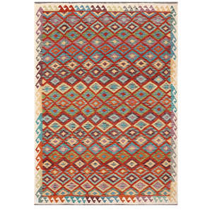 Alfombra Kilim de Maimana, Afganistán, 286 x 202 cm para Decoración del Hogar - Product Image 1