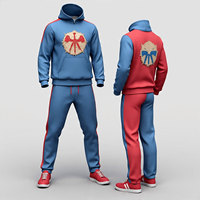 DERNIER SWEATSUIT 3/4 Zipper PANTALON ÉVASÉ LOGO DE SURVÊTEMENT EN DÉTRESSE BRODÉ/PANTALON DE SURVÊTEMENT EN COTON ET VESTE CORRESPONDANTE