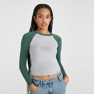 2025 vêtements de mode haut de gamme matériau léger manches Reglan culture courte longueur conception coupe ajustée femmes chemises à manches longues - Product Image 2