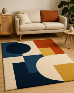 Tapis géométrique abstrait moderne Tapis doux coloré pour le salon et la chambre à coucher Tapis de sol contemporain à blocs de couleurs pour la maison - Product Image 1