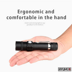 PA |   Lampe torche tactique LED rechargeable en aluminium, mini, extérieure, 18650, zoomable, IP65, 10W, 500 lumens, pour la maison, le camping, la randonnée - Product Image 2