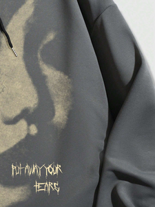 Sweat à capuche imprimé personnalisé vintage pour hommes respirant confortable coton polaire/polyester pull fermeture éclair hiver style brodé - Product Image 3