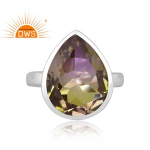 Nuevo diseño de plata de ley fina Natural Bio Peacock Doublet Cuarzo Piedra preciosa Anillo apilable Fabricante de joyas - Product Image 2