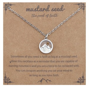 Collar <span class=keywords><strong>de</strong></span> Fe para Mujer, Collar con Colgante <span class=keywords><strong>de</strong></span> <span class=keywords><strong>Montaña</strong></span> Dorada y Semilla <span class=keywords><strong>de</strong></span> Mostaza, Joyería Religiosa Cristiana, Regalo para Mamá y Amigas - Product Image 3